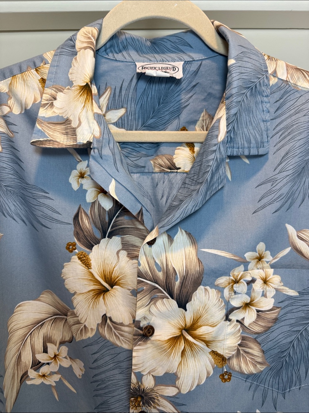 Pacific Legend Light Blue Floral Hawaiian Shirt Size XL